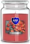 AURA Lumanare Parfumata in Borcan cu Capac, Capsuni, Timp de Ardere 100 Ore, Aura (LCA-SND99-73)