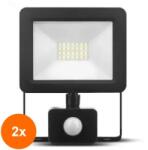 Modee Set 2 x Proiector LED cu Senzor 20 W, 1800 lm IP66, 6000 K, Negru, Modee (TIV-2xLEDFC-20BKPIR-18-MDE)