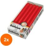 Bolsius Set 2 x 10 Lumanari Cilindrice Bolsius, Timp Ardere 6 Ore, Rosie (GIL-2xLCA-CIB-10-241-Long)