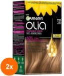 Garnier Set 2 x Vopsea de Par Permanenta fara Amoniac Garnier Olia 7.0 Dark Blonde, 174 ml