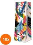 Elcadis Set 10 x Pungi Cadou, pentru Sticle, Colorful Exotic, 12 x 37 x 10 cm, Perfecto (CLE-10xELC-PC-SBT-CE)