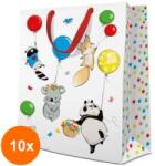 Elcadis Set 10 x Pungi Cadou Mari, Animal Party, 30 x 41 x 12 cm, Perfecto (CLE-10xELC-PC-SB-AP)