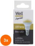Well Set 3 x Spot cu Led Supreme Well, R39, E14, 3W / 25W, 250 lm, 25000 Ore, 3000K, Lumina Calda (TIV-3xLEDLW-R393E14-WL)