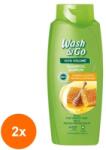 Wash&Go Set 2 x Sampon Wash & Go cu Miere pentru Toate Tipurile de Par, 675 ml