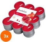 Bolsius Set 3 x 18 Lumanari Pastila Bolsius, Rodie, Timp de Ardere 4 Ore (GIL-3xLCA-TRU-PT18-15-TS)