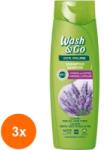 Wash&Go Set 3 x Sampon Wash&Go cu Extract de Levantica, pentru Toate Tipurile de Par, 360 ml
