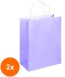 Bisbags Set 2 x 100 Pungi din Hartie cu Manere, Lila, Interior Alb, 25 x 14 x 30 cm (SIB-2xBBG-PK563)