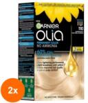 Garnier Set 2 x Vopsea Permanenta fara Amoniac, 110 Blond Super Deschis Natural, Garnier Olia, 112 ml