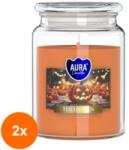 AURA Set 2 x Lumanare Parfumata in Borcan cu Capac, Halloween, Timp de Ardere 100 Ore, Aura (GIL-2xLCA-SND99-466)