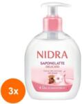 Nidra Set 3 x Sapun Lichid Nidra Saponelatte, cu Lapte de Migdale, 300 ml