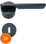 Ideal Feroluc Set 2 x Manere si Rozeta P pentru Usi, Model Esus, Fi 52x158 mm, Finisaj Negru Mat (EDI-2xIFR-18560)