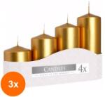 LCA Set 3 x 4 Lumanari Stalp, Auriu, Dimensiuni Diferite (GIL-3xLCA-SW50-213 A4)