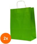 Bisbags Set 2 x 100 Pungi din Hartie cu Manere, Verde Deschis, Interior Alb, 16 x 9 x 21 cm (SIB-2xBBG-PK557)