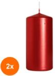 LCA Set 2 x Lumanare Stalp Rosu Metalizat, 20 Ore (GIL-2xLCA-SW50/100-230)