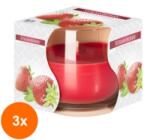 LCA Set 3 x Lumanare Parfumata in Pahar Capsuni, 18 Ore (GIL-3xLCA-SN71-73)