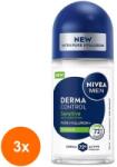 Nivea Set 3 x Antiperspirant Roll-On Nivea Men, Derma Control Sensitive, 72 h, 50 ml