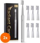 JTF Set 2 x Periuta de Dinti Electrica JTF J30, Argintie, Inclus 6 Capete Rezerva, Cablu Reincarcare (AMS-2xSMT-1661)