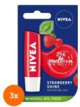 Nivea Set 3 x Balsam pentru Buze Nivea Lip Care Rose Strawberry (ROC-3XMAGT1003063TS)