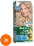 Garnier Color Naturals Set 3 x Vopsea de Par Permanenta cu Amoniac Garnier Color Naturals 111 Blond Super Deschis Cenusiu, 110 ml