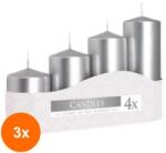 LCA Set 3 x Lumanare Stalp Argintie, 4 Dimensiuni (GIL-3xLCA-SW50-271-A4)