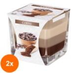 LCA Set 2 x Lumanare Parfumata in Pahar in Trei Culori Cafea, 32 Ore (GIL-2xLCA-SNK80-89)