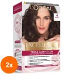 L'Oréal Set 2 x Vopsea Permanenta cu Amoniac, 4 Saten Mediu, L'Oreal Paris Excellence Creme