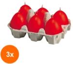 Bolsius Set 3 x 6 Lumanari in Forma de Ou, Rosu (GIL-3xLCA-OU-B-a6-R)
