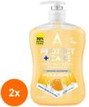 Astonish Set 2 x Sapun Lichid Antibacterian Protect+ Care Lapte si Miere, 600 ml, Astonish