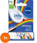 Nivea Set 3 x Balsam de Buze Original, Editie Limitata Curcubeu, Nivea Care, 4.8 g (ROC-3xCOR1021345MF)