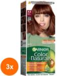 Garnier Set 3 x Vopsea de Par Permanenta Garnier Color Naturals 4.5 Saten Mahon, 110 ml