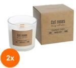 BISPOL Set 2 x Lumanare Parfumata cu Fitil de Lemn, Cut Roses, Timp de Ardere 40 Ore, Bispol (GIL-2xLCA-SN100-000-78)
