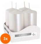 BISPOL Set 3 x Lumanari Stalp Bispol, 40 x 80 mm, Alb Perla (GIL-3xLCA-SW40/80-190-A4)