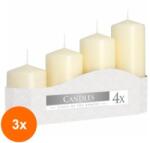 LCA Set 3 x Lumanari Stalp Crem, 4 Dimensiuni (GIL-3xLCA-SW50-011-A4)