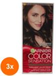 Garnier Color Sensation Set 3 x Vopsea de Par Permanenta cu Amoniac Garnier Color Sensation 4.0 Saten Profund, 110 ml