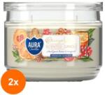 AURA Set 2 x Lumanare Parfumata cu Doua Fitile si Capac, Fursecuri cu Portocale, 30 Ore, Alb, 280 g (GIL-2xLCA-SNP106-450)