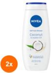 Nivea Set 2 x Gel de Dus Nivea Care Coconut, 750 ml