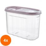 Tuffex Set 4 x Cutie din Plastic cu Capac, pentru Alimente, Tuffex, Diverse Culori (GUJ-4xTP379/10)