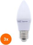 Well Set 3 x Bec LED Lumanare E27 7W 230V, Lumina Rece, Supreme Well (TIV-3xLEDLC-C377E27-07-WL)