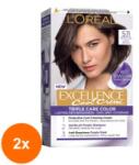L'Oréal Set 2 x Vopsea de Par Permanenta cu Amoniac L'Oreal Paris Excellence Cool Creme 5.11 Ultra Ash Light Brown, 192 ml