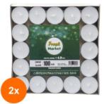 Z-tools Set 2 x 100 Lumanari Decorative, Timp de Ardere 4h, 14 g, Alb (LIZ-2xZLN-ZTS8450)