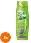 Wash&Go Set 5 x Sampon Wash & Go cu Extract de Lavanda, pentru Toate Tipurile de Par, 180 ml