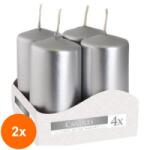 BISPOL Set 2 x 4 Lumanari Stalp Bispol, 40 x 80 mm, Argintiu (GIL-2xLCA-SW40/80-271-A4)