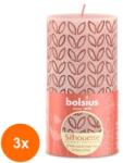 Bolsius Set 3 x Lumanare Stalp Bolsius, Roz, 130 x 68 mm (GIL-3xLCA-STR-130/68-04MP)