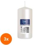 AURA Set 3 x Lumanare Stalp Aura, Timp Ardere 20 Ore, Alb Perla, 150 g (GIL-3xLCA-SW50/100-190)