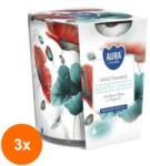 BISPOL Set 3 x Lumanare Parfumata in Pahar Imprimat, Bispol, Flori Salbatice (GIL-3xLCA-SN72S-60)