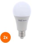 Well Set 2 x Bec LED A60 E27 12W 230V, Lumina Calda, Supreme Well (TIV-2xLEDLW-A6012E27-12-WL)