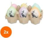 LCA Set 2 x 6 Lumanare Ou din Parafina, Model Iepure, Culori Asortate (GIL-2xLCA-OU-AS-IEP-A6)
