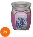 Bolsius Set 2 x Lumanare Parfumata in Borcan cu Capac, Lavanda (GIL-2xLCA-LPBC-120/92-377-LAV)