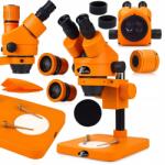 Rosfix Sirius Pro MSSP-T-PS1-O trinokuláris sztereomikroszkóp, 7-50x zoom, Greenough optika, narancssárga szín, munkatávolság 98-102 mm (768AQ-HBQV)