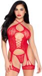 Leg Avenue Heart Net Cami Garter and String 89338 Red